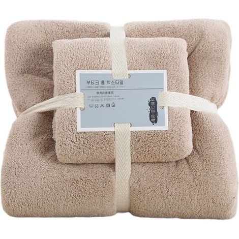 Bath Towel Set + Plain Towel Soft and Absorbent Mother and Child Bath Towel Set - Coffee asADnfG1fXO (1/5)