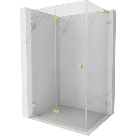 Mexen Lunar-F L cabina doccia pieghevole sinistra 85 x 80 cm, trasparente, oro spazzolato - 836L-085-080-55-00-L (1/5)