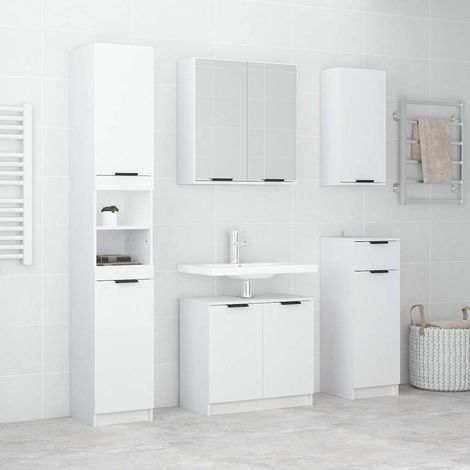 vidaXL Juego de armarios de baño 5 piezas madera contrachapada blanco (1/5)