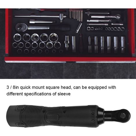 Clé à cliquet multifonctionnelle à angle droit 90°, rechargeable électriquement en métal 12 V, 3/8 po (prise UE 220 V) (1/5)