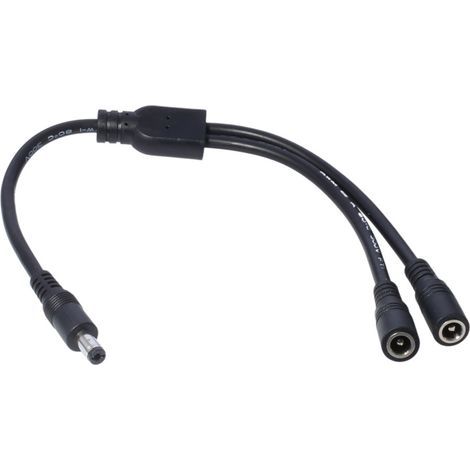 Câble répartiteur en Y CC 1 mâle vers 2 femelles 5,5 mm x 2,1 mm / 5,5 mm x 2,5 mm, câble adaptateur d'alimentation CC pour caméras de vidéosurveillance et enregistreurs numériques.