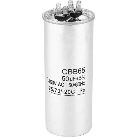 Pièce de rechange pour condensateur de démarrage de moteur de climatiseur CBB65 50UF 450V (condensateur électrolytique de même polarité) (1/5)