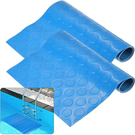 Tapis d'échelle de piscine (58,4 x 22,9 cm) (2 pièces), tapis de protection antidérapant avec texture de bouton, convient pour les marches hors sol/escaliers de piscine (1/5)