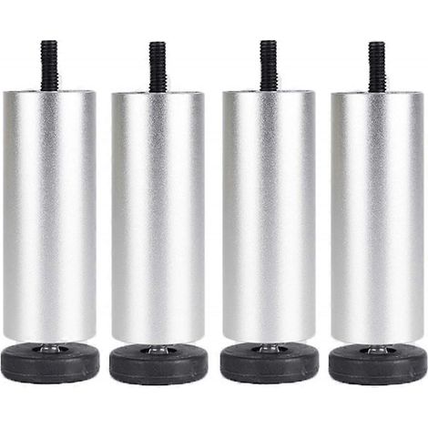 Quatre patins de rehausse de pieds de meubles de 25 cm, adaptés aux machines à laver/réfrigérateurs/canapés/armoires, argentés. (1/5)