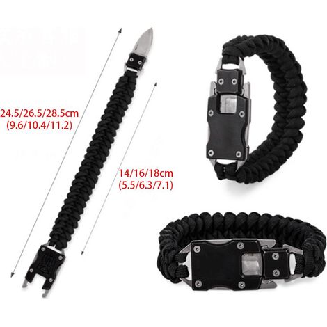 Bracelet d'outils de plein air en paracorde, équipement de survie multifonctionnel pour le camping, la randonnée et la pêche. (1/5)
