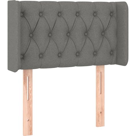 Testiera letto complemento arredo camera da letto con bordo laterale 83 x 16 x 78/88 cm tessuto grigio scuro TDL0204903