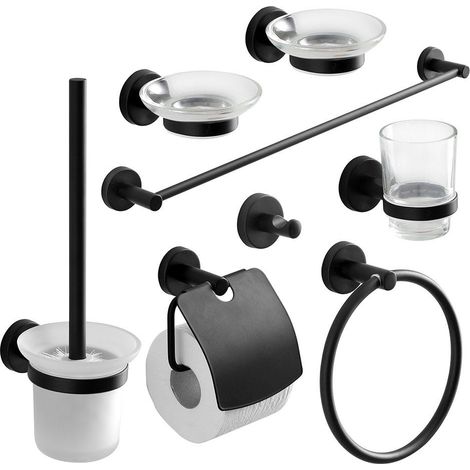 Juego Completo De Accesorios De Baño Acabado Negro Mate Necessary