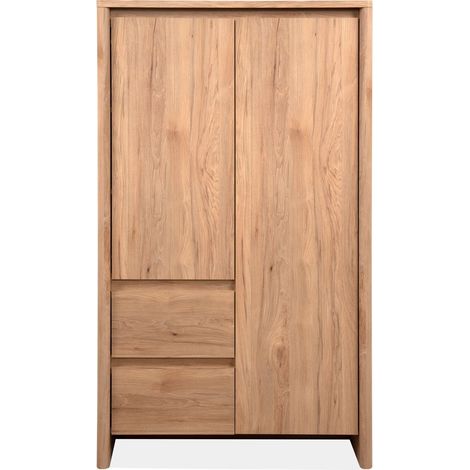 Buffet 2 portes 2 tiroirs effet bois 86 cm - Luis