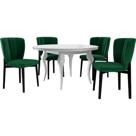 Conjunto de mesas y sillas para comedor Racine 140, Magic Velvet 2225, 76x0x0cm, Diámetro: 100, Número de asientos: 4, Estilo: Contemporary (1/5)