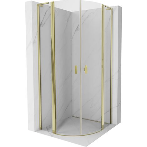 Mexen Mist L Duschkabine halbrund schwenkbar 100 x 100 cm, transparent, gold - 8A32L-100-100-50-00 (1/5)