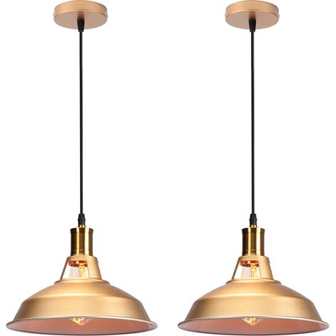 Stoex – Lustre suspension industrielle vintage E27 LED – Abat-jour doré ajustable – Pour cuisine, salle à manger, salon, chambre, restaurant
