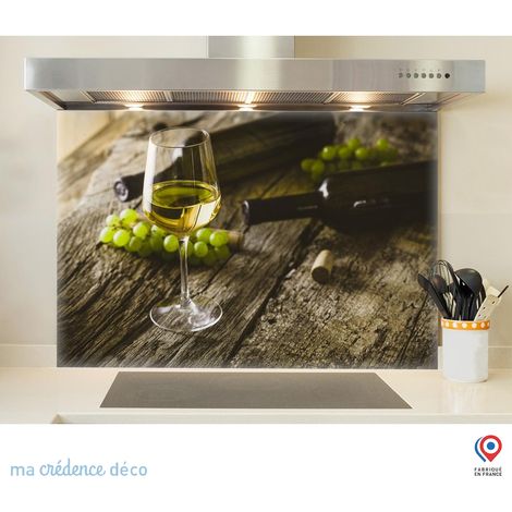 Fond de hotte : Vin blanc et grappe - Verre trempé - 60 cm - 45 cm (1/5)