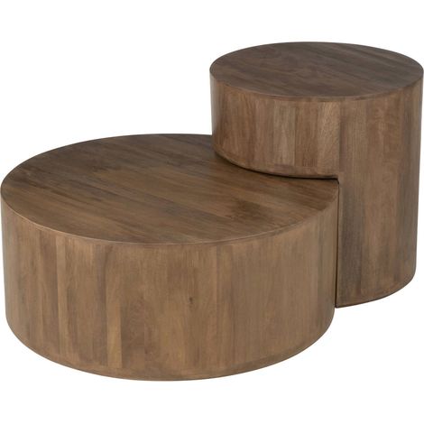 Table basse ronde en bois de manguier marron design contemporain - Marron bois de manguier naturel (1/5)