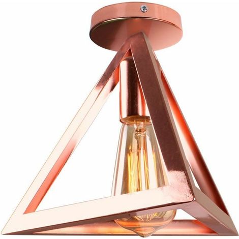 Plafonnier Design Rétro Triangle Cage Plafonnier Moderne Rétro Style Industriel Or Rose Métal Chambre Café Bar Restaurant Restaurant 2520cm Or Rose 1 Pièce