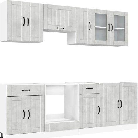Set Mobili da Cucina 8 pz Lucca Grigio Cemento in Truciolato vidaXL (1/5)