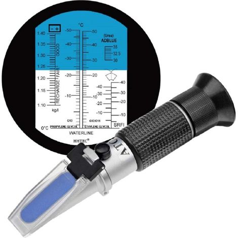 Réfractomètre 4-en-1 pour glycol éthylène, propylène, point de congélation liquide refroidissement, lave-glace, AdBlue et électrolyte batterie (1/4)