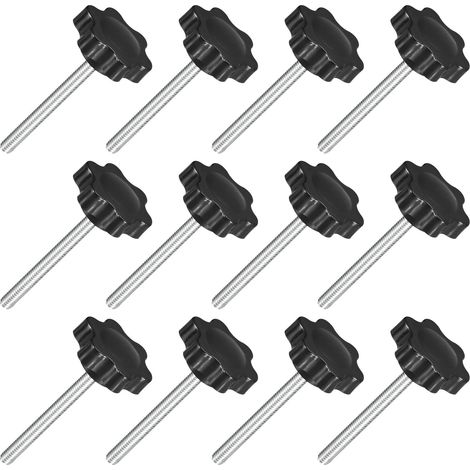 12Pcs Boutons en Étoile M4 x 40mm, Bouton de Serrage Hexagonal en Plastique à Visser à la Main pour le Remplacement de la Base de Parasol (1/5)