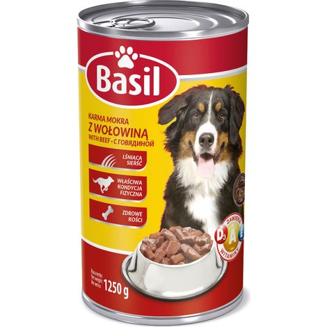 Pâtée pour chien au basilic et au bœuf, boîte de 1250 g (1/3)