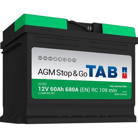Batterie de démarrage TAB Start&Stop AGM L2 AG60 12V 60Ah 680A (1/2)