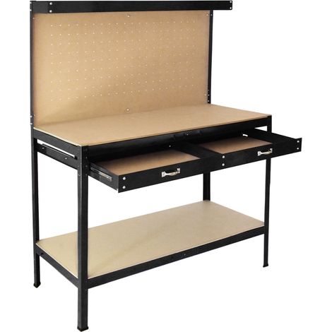 Workbench With Pegboard And Drawer In Black (1/5)