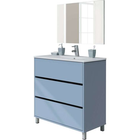 Mueble de baño con lavabo cerámico Kalma acabado azul, 81cm(alto) 90cm(ancho) 46cm(largo) (1/5)