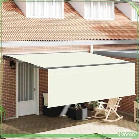 Auvent rétractable - Rétractable - 400 x 300 cm - Tissu polyester anti-UV - Manuel (1/5)