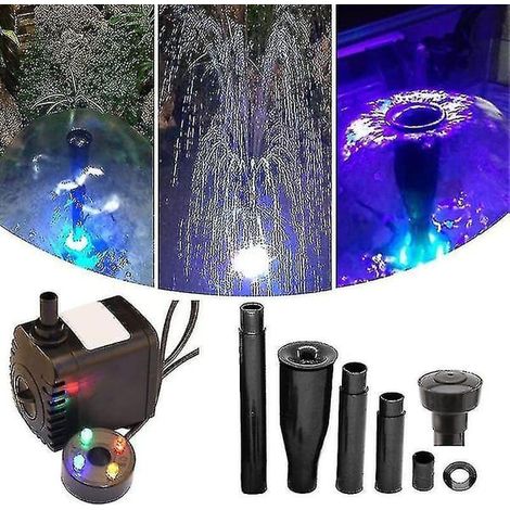 Pompe à eau électrique 600 l/h avec 4 LED pour petite fontaine extérieure de jardin ou bassin à poissons [Prise UE] (1/5)