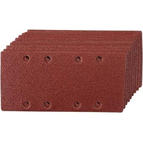 Lot de 10 x 1/3 feuilles de papier abrasif perforées - Patins de ponçage auto-agrippants, 93 x 190 mm, rouge (1/5)