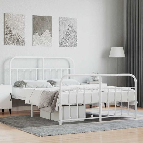 Estructura cama sin colchón con estribo metal blanco 140x200 cm (1/5)