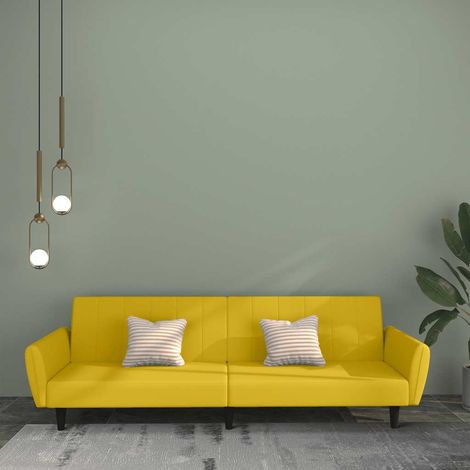 Schlafsofa 2-Sitzer Gelb Samt