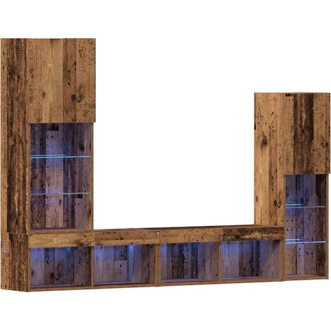 Maison Exclusive - TV-Schränk mit LED-Lichtleisten 4 pcs Altholz