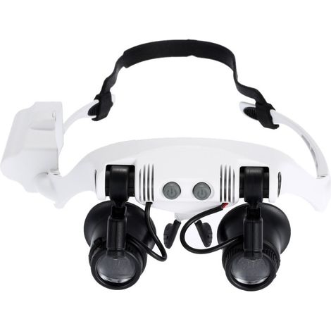 TrAdE Shop Traesio - Visiera Occhiali Lente Ingrandimento Precisione Con 2 Led 4 Lenti Luce 9892gj-3a - (1/5)