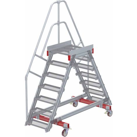 Euroline 512 mobiler Überstieg 60° Stufenausführung Stahl Gitterrost Stufenbreite 600mm 7 Stufen