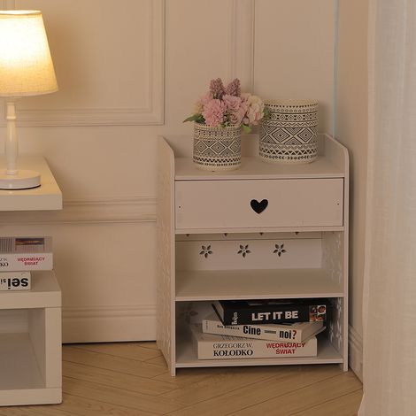 Wood Nightstand with Drawer and 2 Storage Shelves (1/5)