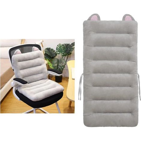 Cojín para silla - Cojín para silla de oficina de 85 cm - Cojín para silla de oficina - Cojín de asiento con respaldo - Cojín reclinable con correa de sujeción (gris) 85×45 cm (1/5)