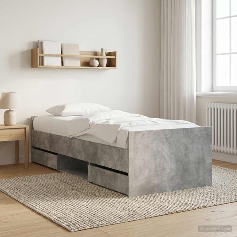 vidaXL Bed Frame with Drawer Concrete Grey Engineered Wood (1/5)