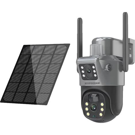 Telecamera di sorveglianza, doppia lente, alimentazione solare e a batteria, telecamera PTZ 4G a energia solare (1/2)