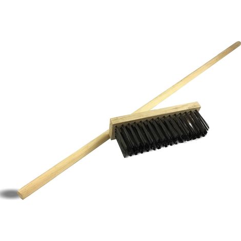 Balai cantonnier métallique Garnissage acier rond noir Semelle bois - Quantité x 1 - Acier rond noir - Avec manche bois (1/5)