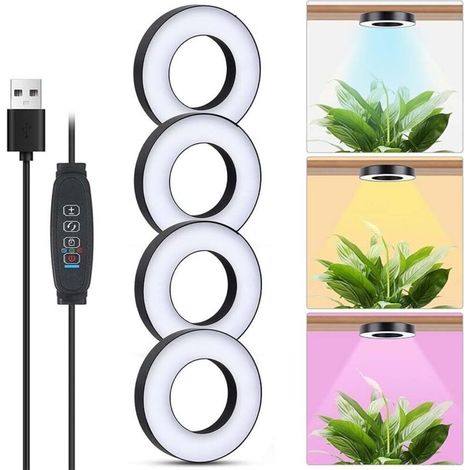 Lampes LED à spectre complet pour plantes avec 10 niveaux de luminosité et 3 modes d'éclairage - Minuterie 3/9/12 heures - Lampe de croissance pour plantes d'intérieur [Classe énergétique F] (1/5)