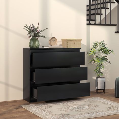 Cómoda de 3 cajones, elegante mueble de almacenamiento para dormitorio, interior, 80 cm de ancho x 39 cm de profundidad x 73 cm de alto. (1/5)
