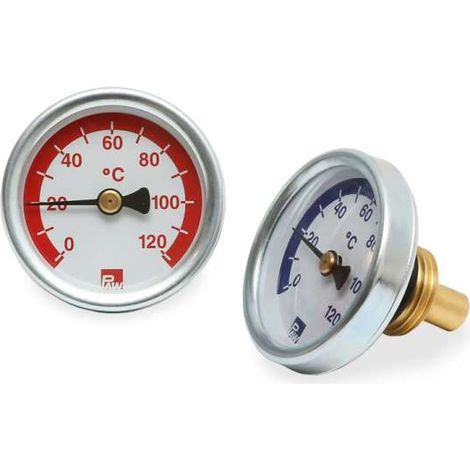PAW Satz Zeigerthermometer mit Tauchhülse 1/2" x 50 mm je 1x rotes und blaues Ziffernblatt 2175