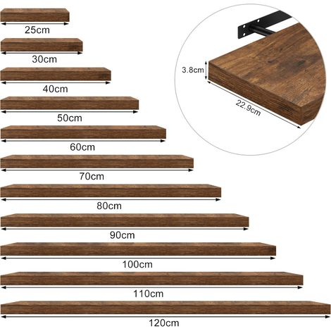 WOLTU Mensola da Muro Scaffale Libreria a Parete Decorazione per Cucina Marrone 25 cm