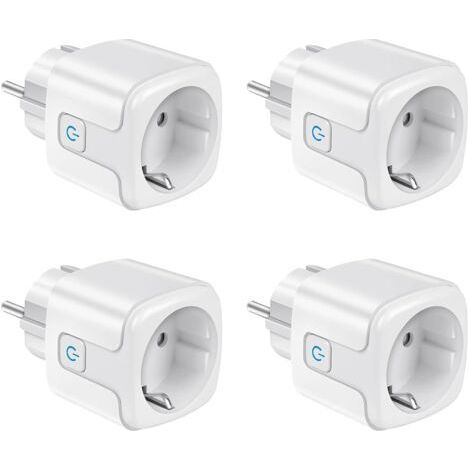 Prise connectée Wi-Fi, prise intelligente 2,4 GHz, 16 A type F, suivi de la consommation d'énergie, commande vocale, télécommande, lot de 4 prises intelligentes, compatible avec Alexa, Google H (1/5)