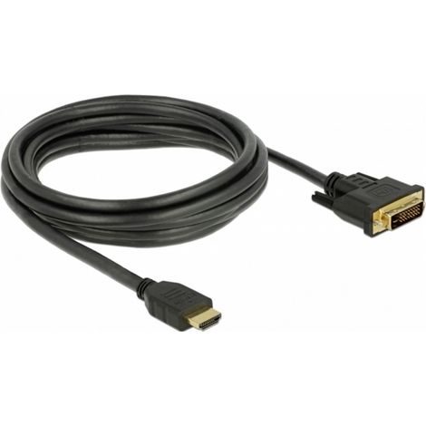 Câble de raccordement Delock HDMI / DVI Fiche mâle HDMI-A, Fiche mâle DVI-D 24+1 pôles 3 m noir 8565