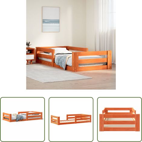 vidaXL Kiefernholzbett - Massivholzbett ohne Matratze Wachsbraun 100x200 Kiefernholz (1/5)