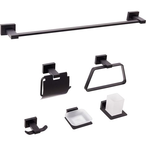 6-Piece Bathroom Hardware Set RIOHACHA with Towel Bars and Hooks Black