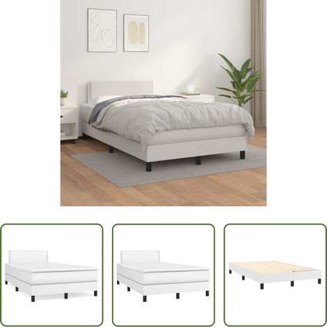 Kunstlederbett - Boxspringbett mit Matratze Weiß 120x200 cm Kunstleder (1/5)