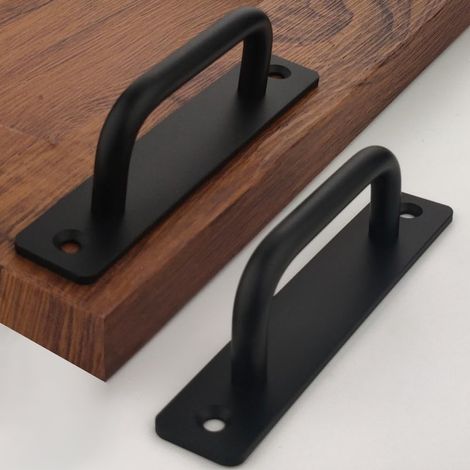 Poignée de porte coulissante en 2 parties, longueur 148 mm, avec plaque arrière, en alliage d'aluminium, adaptée aux meubles, noire, avec vis