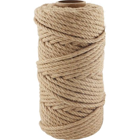 Juteseil, Juteschnur 6 mm x 50 m, Natürliches Hanfseil, Reparatur von Katzenkratzbäumen, Dicke Juteschnur für Bastelarbeiten, Dekoration, Gartenarbeit (1/4)