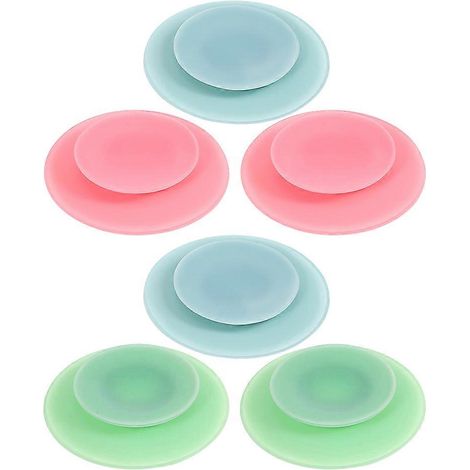 6 ventouses en silicone double face antidérapantes pour fixer la vaisselle, les bols et les jouets des enfants. (1/4)